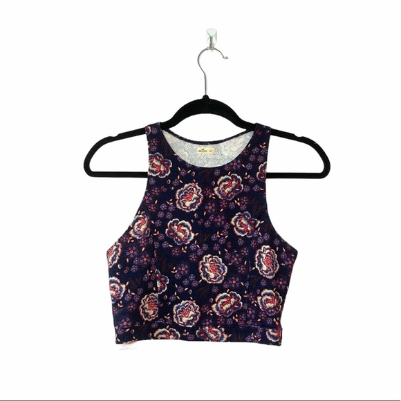 Hollister Purple Floral Print Quilted Cropped Tank Top Small Women’s - Picture 11 of 11